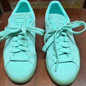 Puma Women's Low-Top Suede Sneakers in Mint Green